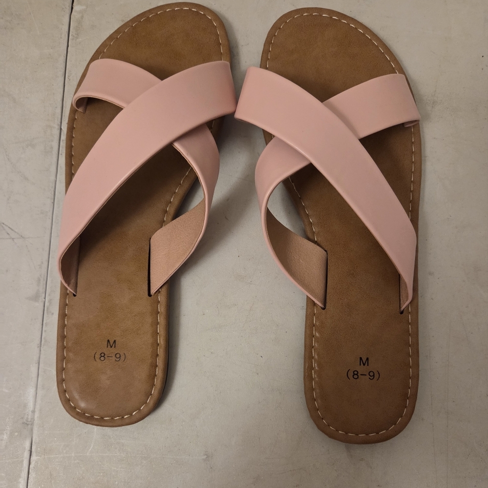 Pink and Brown Crisscross Sandals